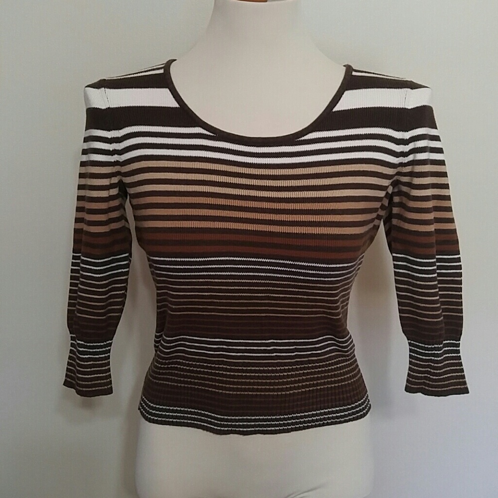 Shades of brown striped knit shirt size P - Picture 1 of 2